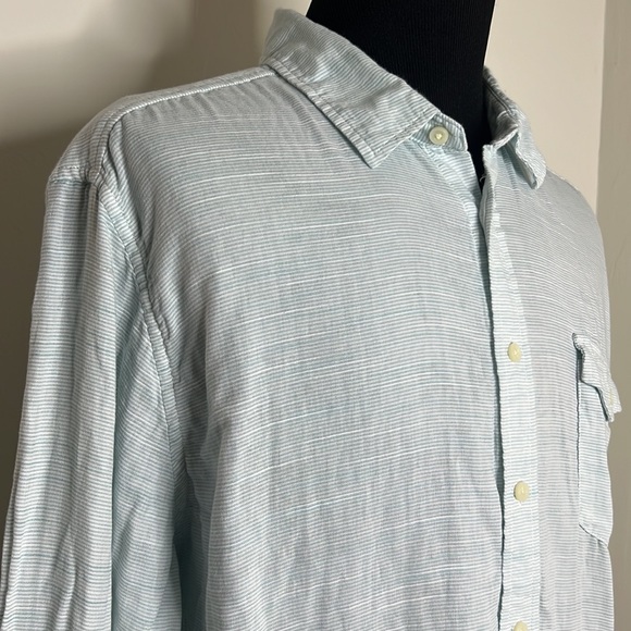 GOODFELLOW & CO. Mint Green White Stripe Casual Button-Down Shirt XXL - Picture 3 of 6